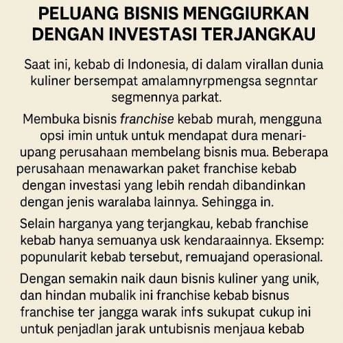 Franchise Kebab Murah