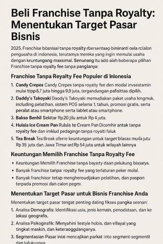 Beli Franchise Tanpa Royalty
